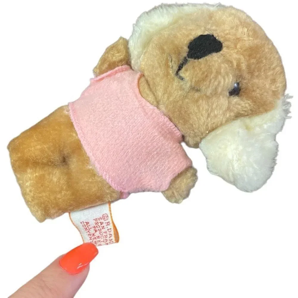 Vintage 1977 R Dakin & Co Sitting Sleepy Eyed Praying Dog and Puppy